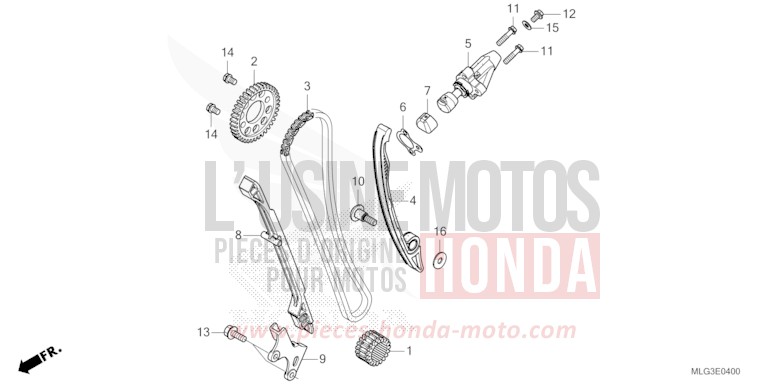 CHAINE A CAMES/TENDEUR de Africa Twin Méca MAT BALLISTIC BLACK METALLIC (NHA86) de 2022